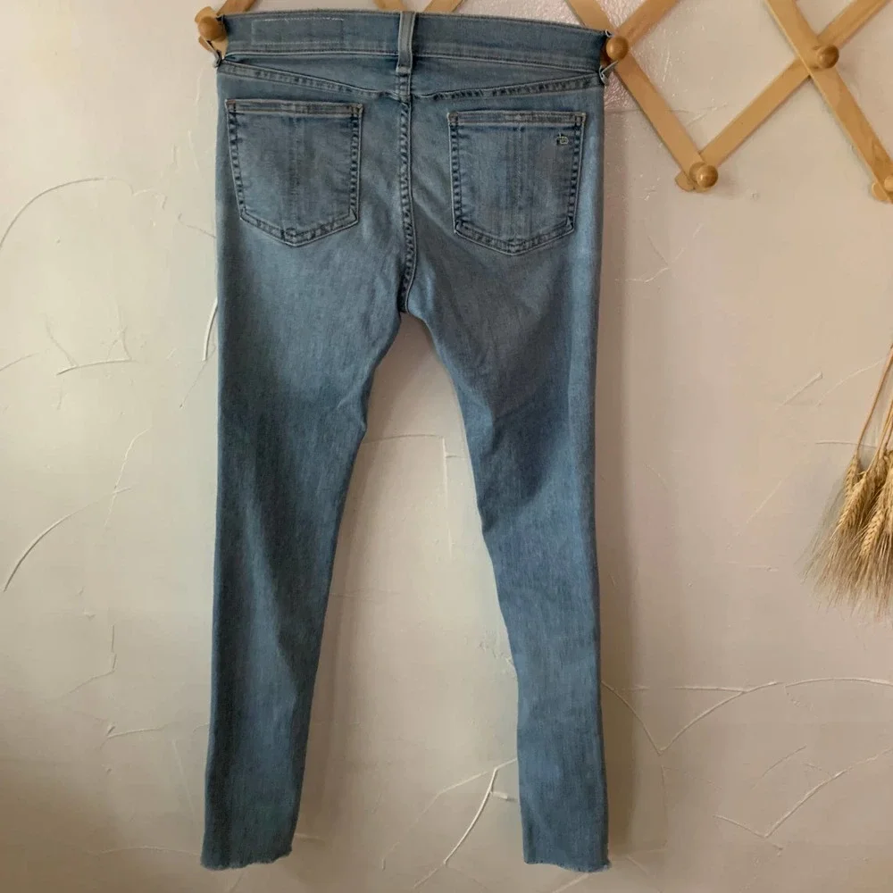 Rag & Bone Raw Hem Frayed Cuff Skinny Jeans in Blue Cln Birdie Skinny Jeans - Picture 5 of 6
